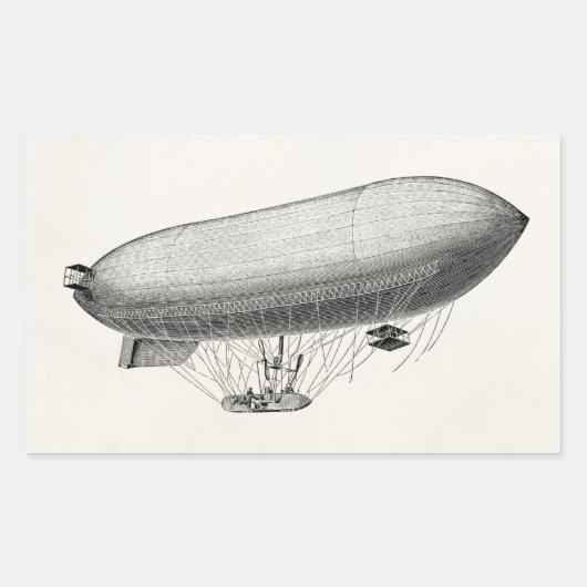 Blimp Old Zeppelin Retro Hot Air ballon Rechthoekige Sticker (Voorkant)