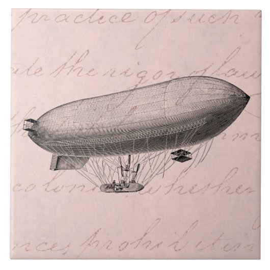 Blimp Old Zeppelin Retro Hot Air ballon Tegeltje (Voorkant)