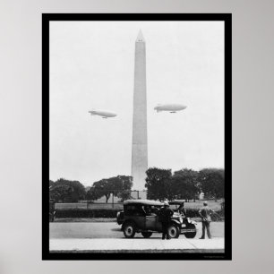 Blimps nabij het Washington Monument van 1924 Poster