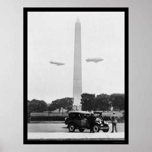 Blimps nabij het Washington Monument van 1924 Poster (Voorkant)