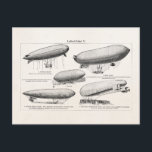 Blimps Zeppelins Retro Hot Air Luchtballonnen Briefkaart<br><div class="desc">Gepersonaliseerd het Landschap van de Briefkaarten van de Sjabloon, Horizontaal - de Sjablonen van de Post van de Douane. Personaliseer met uw eigen naam, patroon, ontwerp, citaat, monogram, of foto. Gebruik onze coole sjablonen, illustraties, foto's, afbeeldingen en illustraties en voeg vervolgens namen, tekst, quotes en monogrammen toe aan het creëer...</div>