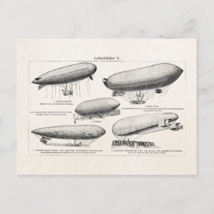Blimps Zeppelins Retro Hot Air Luchtballonnen Briefkaart