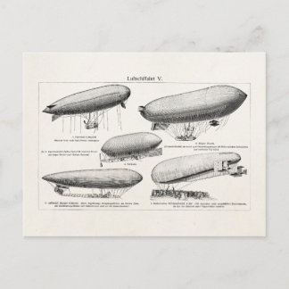  Blimps Zeppelins Retro Hot Air Luchtballonnen Briefkaart