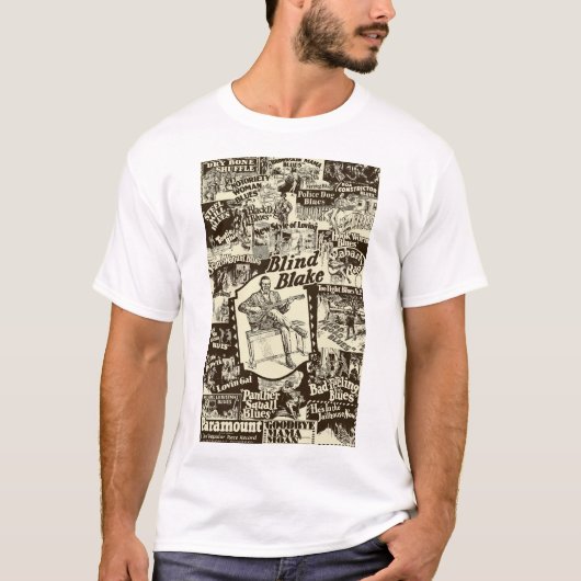 Blind Blake op Paramount Records Collage T-shirt (Voorkant)