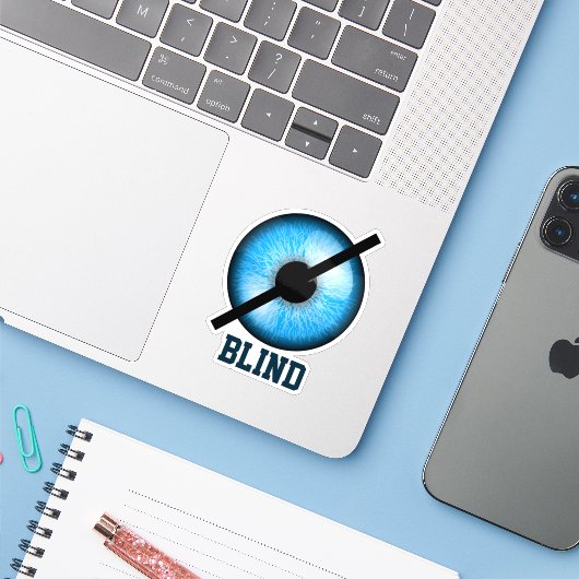 Blind Blauw Sticker (Laptop met iPhone)