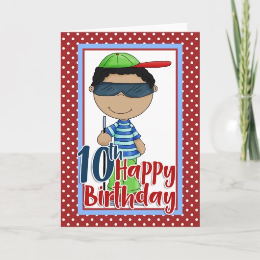 Blind Boy - Happy 10th Birthday Kaart (Voorkant)