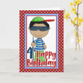 Blind Boy - Happy 4th Birthday Kaart (Gele Bloem)