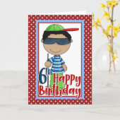 Blind Boy - Happy 6th Birthday Kaart (Gele Bloem)