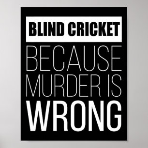 Blind cricket omdat moord verkeerd is grappig poster