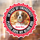 Blind Dog Safety Alert First Responder Fotonaam Raamsticker (Vel 2)