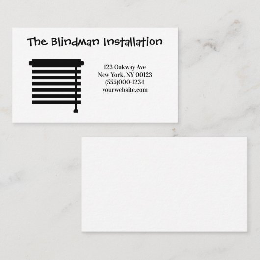 Blind Installation Service-Visitekaartje Visitekaartje (Voorkant / Achterkant)