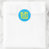 Blind Met Een Visie Blauw Ronde Sticker (Tas)
