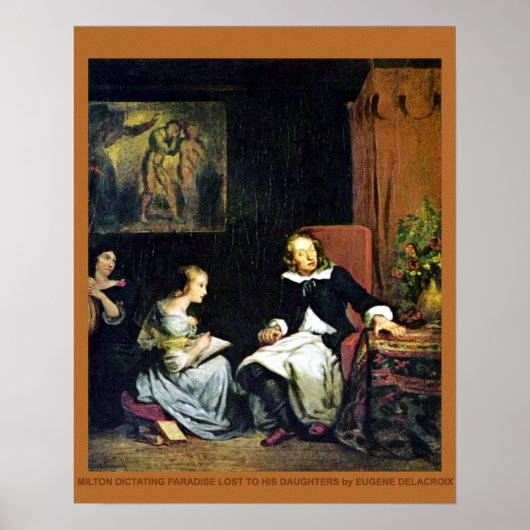 Blind Milton door Delacroix Poster (Voorkant)