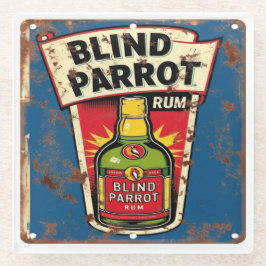 Blind Parrot Rum Old Distressed Metal Sign Glazen Onderzetter