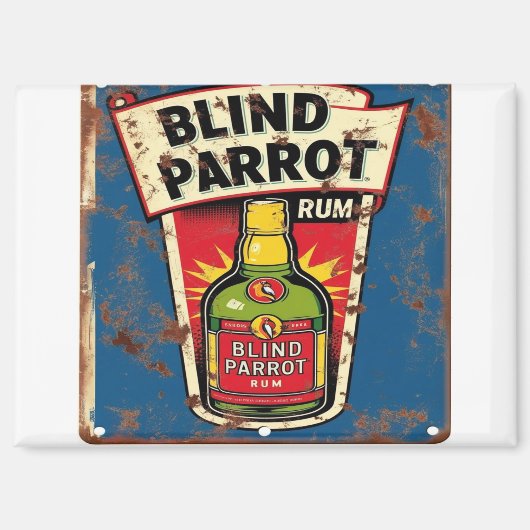 Blind Parrot Rum Old Distressed Metal Sign Magneet (Voorkant)