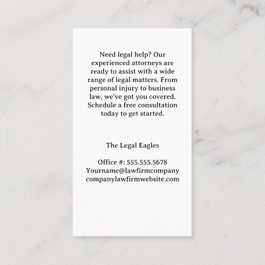 Blind recht | Advocaat | Recht | Juridisch Afsprakenkaartje (Achterkant)