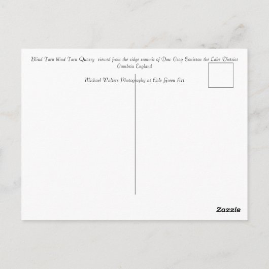 Blind Tarn Dow Crag Lake District Briefkaart (Achterkant)