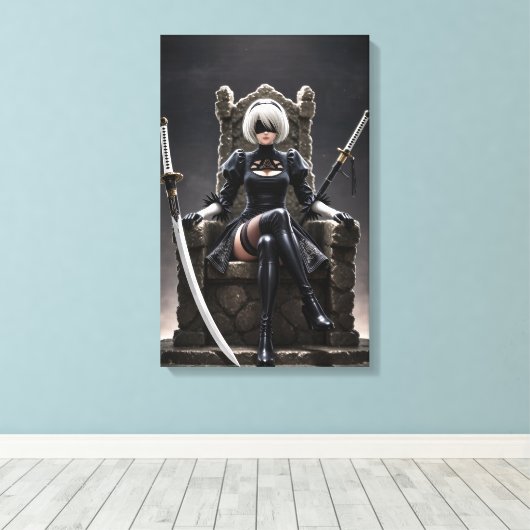 Blind Throne - Dark Fantasy Gothic Warrior Canvas Afdruk (Insitu (Houten vloer))