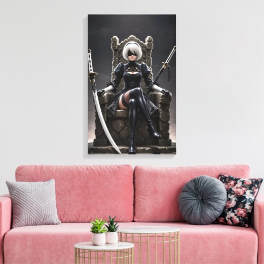 Blind Throne - Dark Fantasy Gothic Warrior Canvas Afdruk (Insitu (Woonkamer))