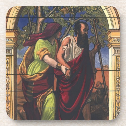 Blind Tobit en Wife Anna,  religie Bier Onderzetter (Voorkant)