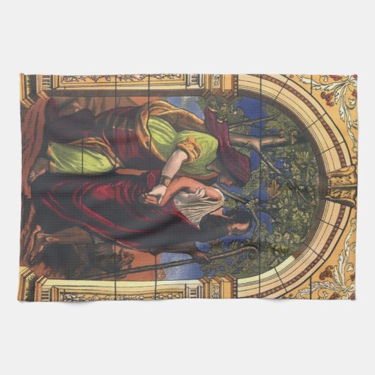 Blind Tobit en Wife Anna,  religie Theedoek (Horizontaal)