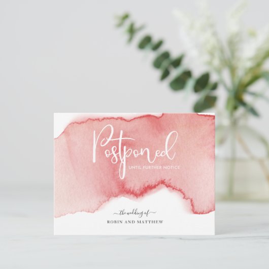 Blinde aankondiging Waterverf uitstellen huwelijk  Briefkaart (Staand voorkant)