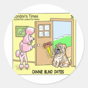 Blinde Dates voor Honden Grappige Honden Cartoon C Ronde Sticker