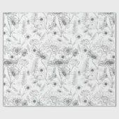 Blinde en witte daisies florale tuinpatroon cadeaupapier (Vlak)