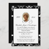 Blinde en witte Damask Fotodoodverklaring Aankondiging (Voorkant / Achterkant)