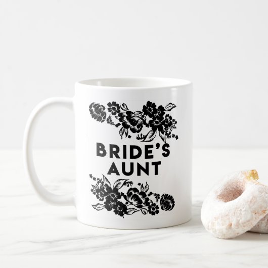 Blinde en Witte Moderne Floral Accent Bride tante Koffiemok (Met donut)