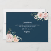 Blinde Floral Navy Wedding Maid of Honor proposal Kaart (Achterkant)