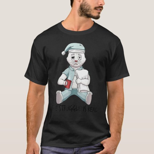 Blinde luie kat wit De bril wordt echt T-shirt (Voorkant)