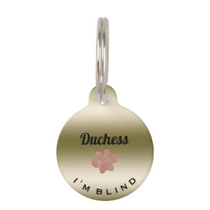 Blinde Pet Alert Paw Print Gold ID Huisdierpenning