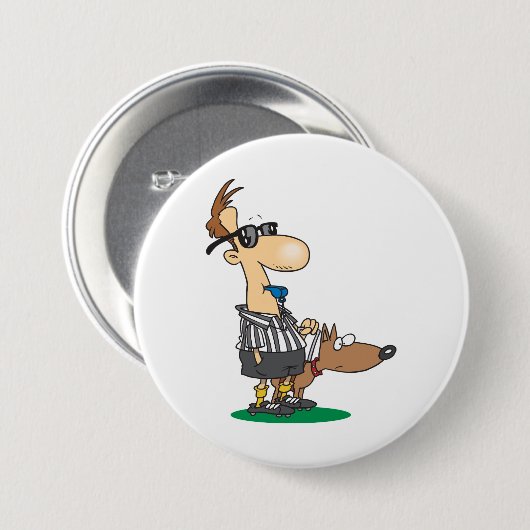 Blinde scheidsrechter blaast een fluitje ronde button 7,6 cm (Voorkant /achterkant)