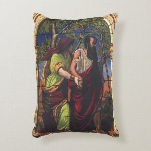 Blinde Tobit en vrouw Anna, Vintage Religie Accent Kussen
