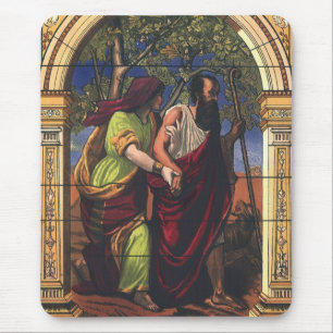 Blinde Tobit en vrouw Anna, Vintage Religie Muismat