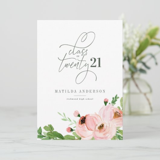 Blinde waterverf afstuderen bekendmaking feestdagenkaart (Staand voorkant)