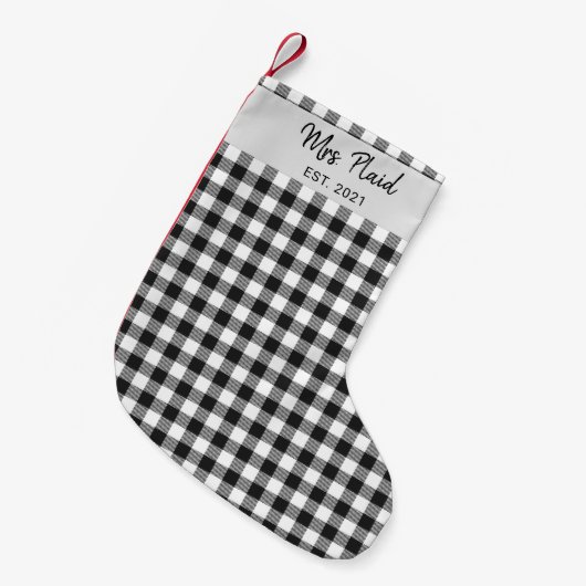 Blinde zwarte buffel Controleer Tartan Mrs. Kleine Kerstsok (Voorkant (Hangend))