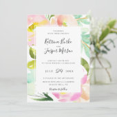 Blindekleurige peach Mint Botanical Floral Wedding Kaart (Staand voorkant)
