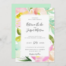 Blindekleurige peach Mint Botanical Floral Wedding