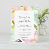Blindekleurige peach Mint Botanical Floral Wedding Kaart (Staand voorkant)