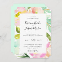 Blindekleurige peach Mint Botanical Floral Wedding