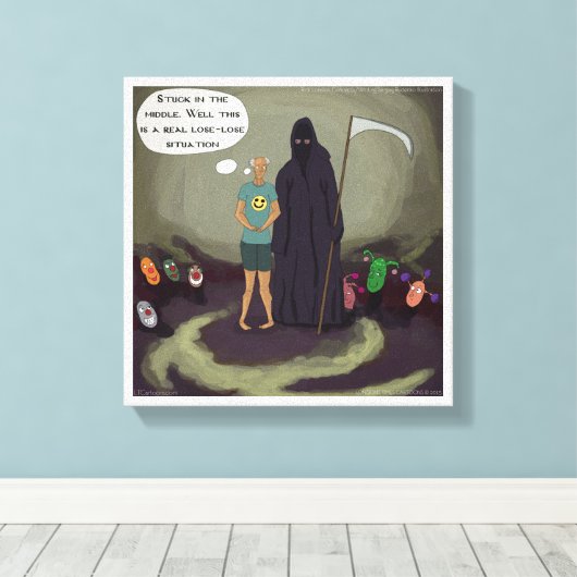 Blinden in het midden van de schimmelgrim Reaper c Canvas Afdruk (Insitu (Houten vloer))