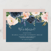 Blindenbloem en zeemacht Blauwe Elopement Aankondiging (Voorkant / Achterkant)