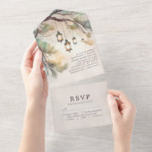 Blindenboomgaard botanische lantaarns bruiloft all in one uitnodiging (Afscheurbaar)