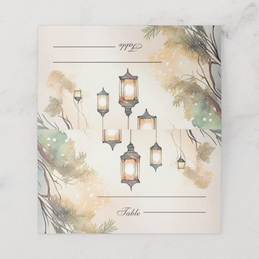 Blindenboomgaard botanische lantaarns bruiloft plaatskaartje (Buitenkant ongevouwen)