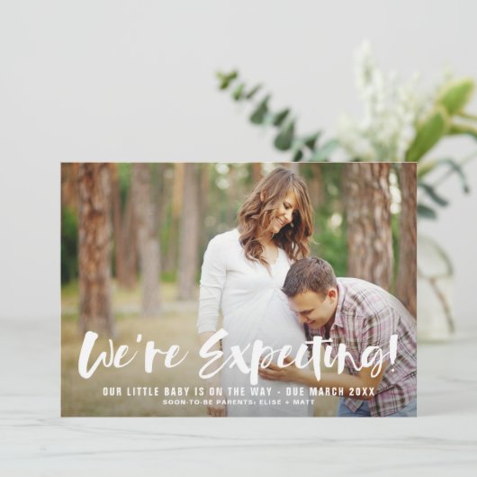 Blindenborstelscript foto's Zwangerschap aankondig Aankondiging (Staand voorkant)