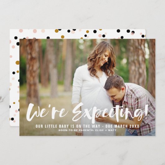 Blindenborstelscript foto's Zwangerschap aankondig Aankondiging (Voorkant / Achterkant)