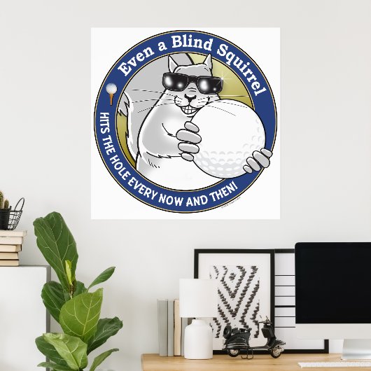 Blindeneekhoorn Golf Poster (Thuiskantoor)