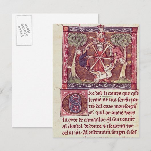 Blindengodin Fortune met koning Arthur Briefkaart (Voorkant / Achterkant)